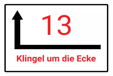  Wegweiser Klingel um die Ecke Bild