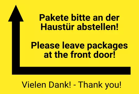 Wegweiser Pakete an der Haustür abstellen Bild