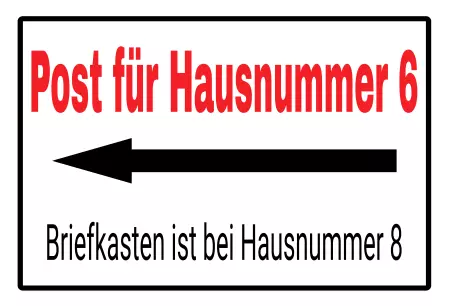 Wegweiser Post für Hausnummer 6 Bild