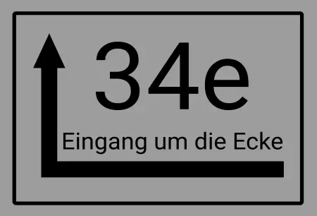 Wegweiser 34e Eingang um die Ecke Bild
