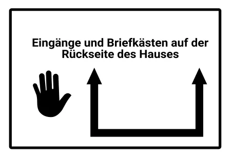 Wegweiser Eingänge und Briefkästen auf der Rückseite des ... Bild