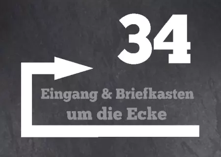 Wegweiser Eingang & Briefkasten um die Ecke Bild