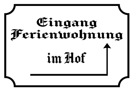 Wegweiser Eingang Ferienwohnung um die Ecke Bild