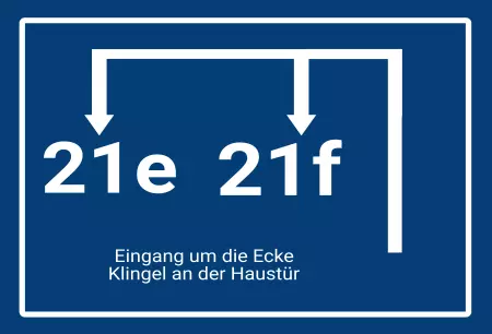 Wegweiser Eingang um die Ecke Bild