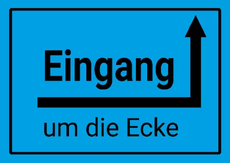  Wegweiser Eingang um die Ecke Bild