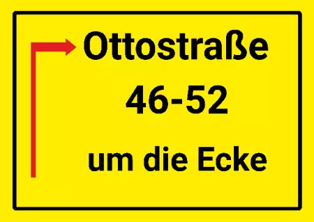  Wegweiser Ottostraße 46-52 ums Eck herum Bild