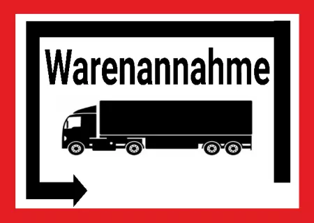  Wegweiser Wareannahme ums Gebäuder herum Bild