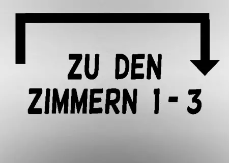  Wegweiser Zu den Zimmern 1-3 Bild
