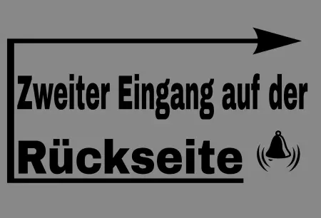 Wegweiser Zweiter Eingang auf Rückseite Bild